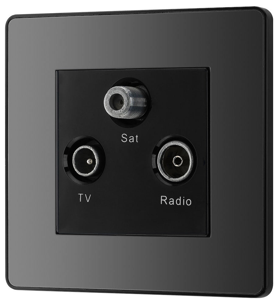 BG Evolve Polycarbonate Black Chrome Triplex TV Socket PCDBCTRIB Available From RS Electrical right side