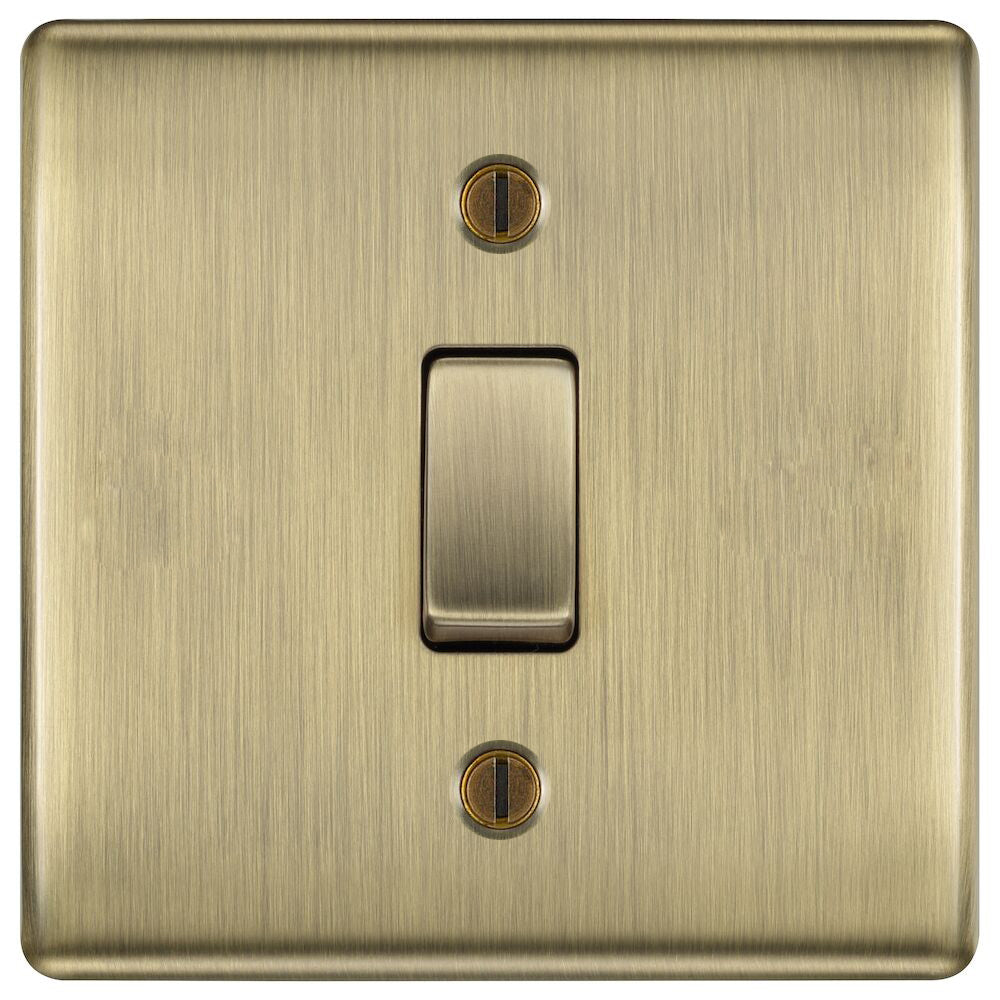 Nexus Metal Antique Brass 20A Double Pole Switch NAB30 available from The Switch Depot