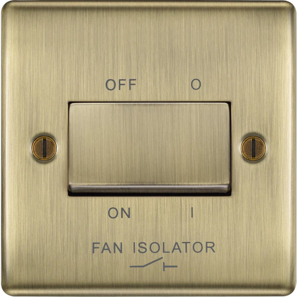 Nexus Metal Antique Brass Fan Isolator Switch NAB15 available from The Switch Depot