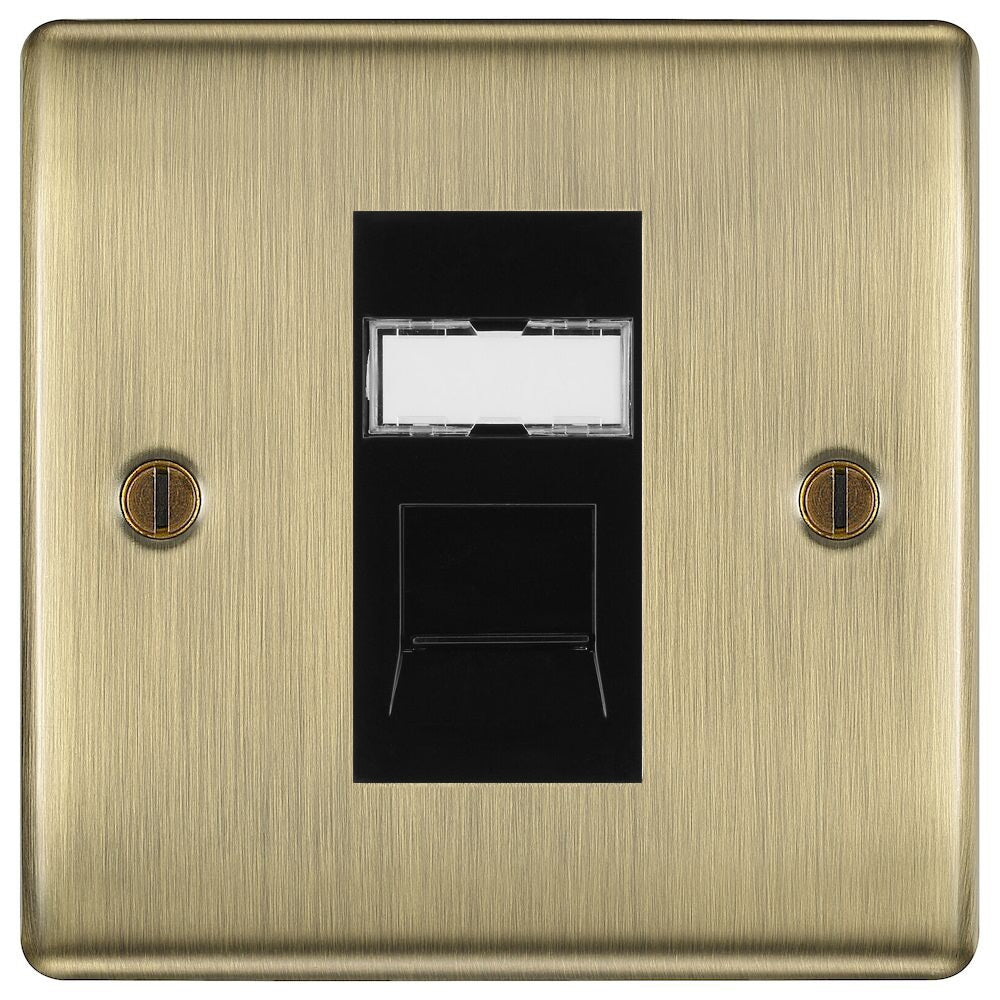 Nexus Metal Antique Brass RJ45 Cat6A Data Outlet NABRJ4516AB available from The Switch Depot