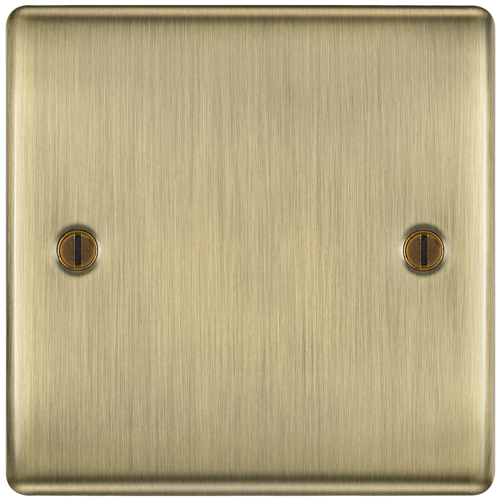 Nexus Metal Antique Brass Single Blank Plate NAB94 available from the switch depot
