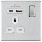 BG Screwless Brushed Steel Single USB A+C Socket FBS21UAC18W available from RS Electrical Supplies