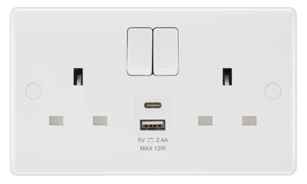 White plastic socket with usb ports