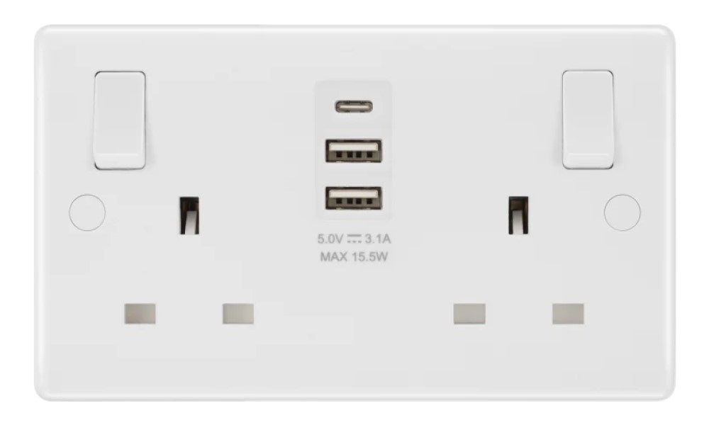 White plastic socket with usb ports