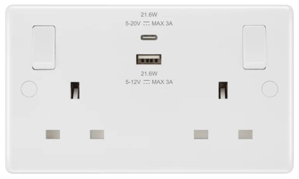White plastic socket with usb ports