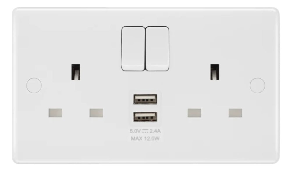 White plastic socket with usb ports