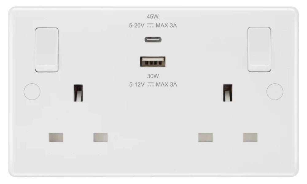White plastic socket with usb ports
