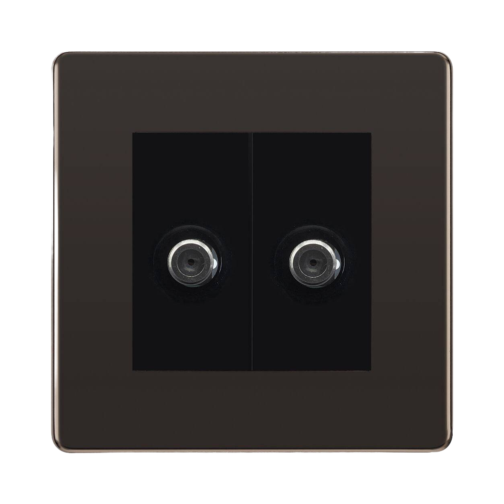 BG Nexus Screwless Black Nickel Double Satellite Socket FBN642B