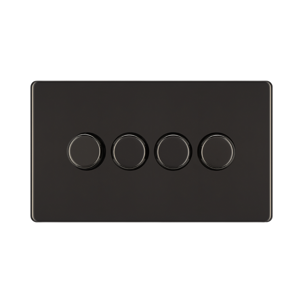 Front view of BG Nexus Screwless Black Nickel 4G Dimmer Switch