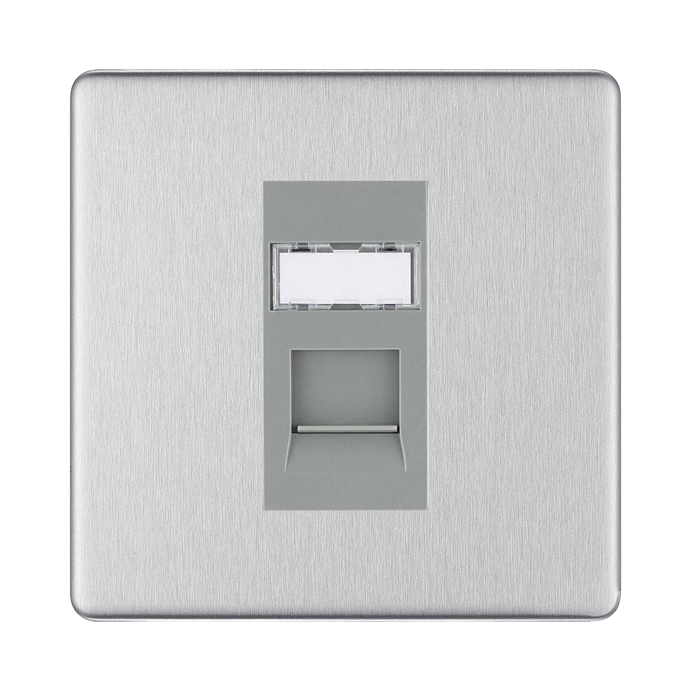 BG Nexus Screwless Brushed Steel RJ45 Cat6 Data Outlet FBSRJ4516G