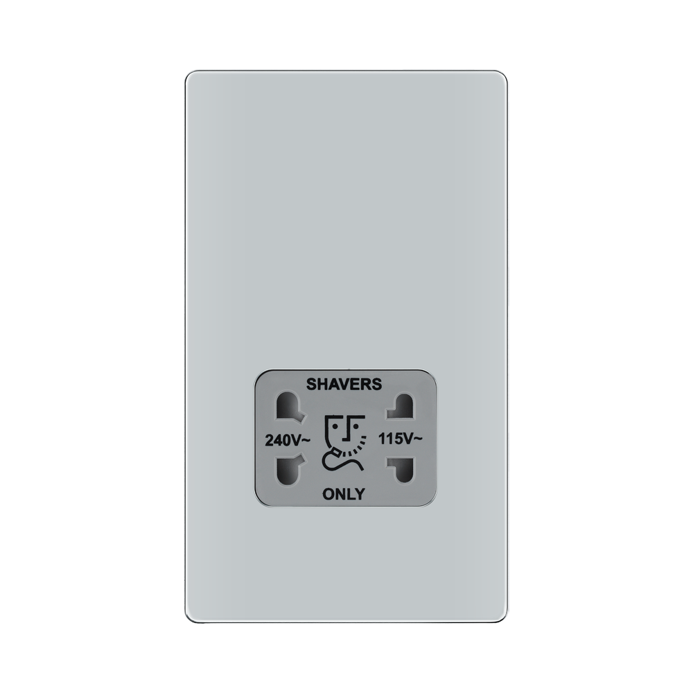 Front view of BG Nexus Screwless Polished Chrome Shaver Socket