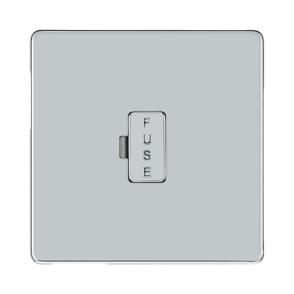 Front view of BG Nexus Screwless Polished Chrome 13A Unswitched Spur