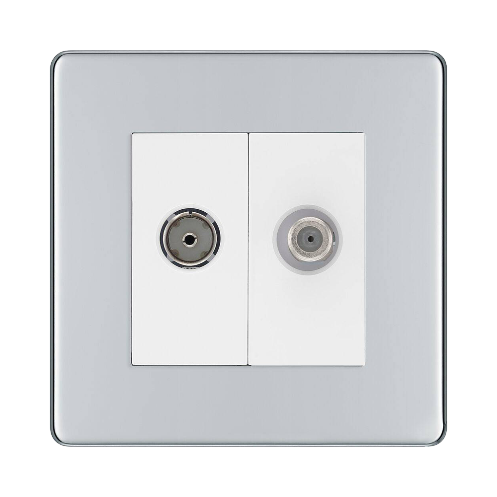 BG Nexus Screwless Polished Chrome TV & Satellite Socket FPC65W