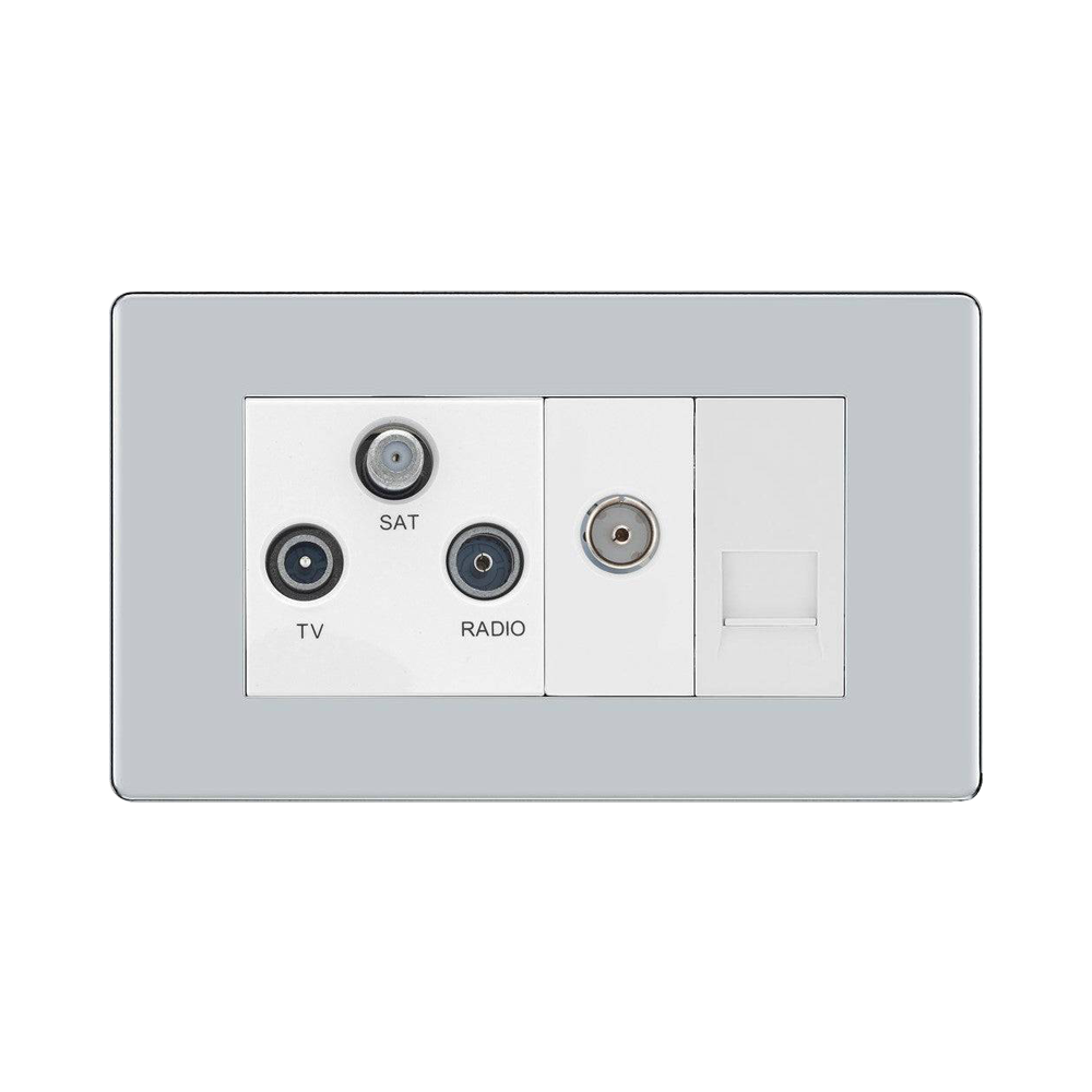 BG Nexus Screwless Polished Chrome Combination TV Socket FPC68W