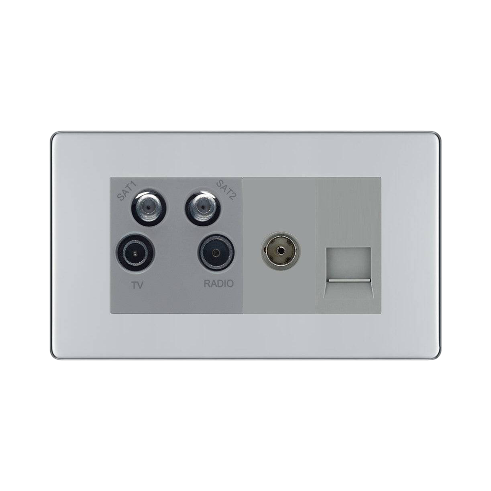 BG Nexus Screwless Polished Chrome Combination TV Socket FPC69G