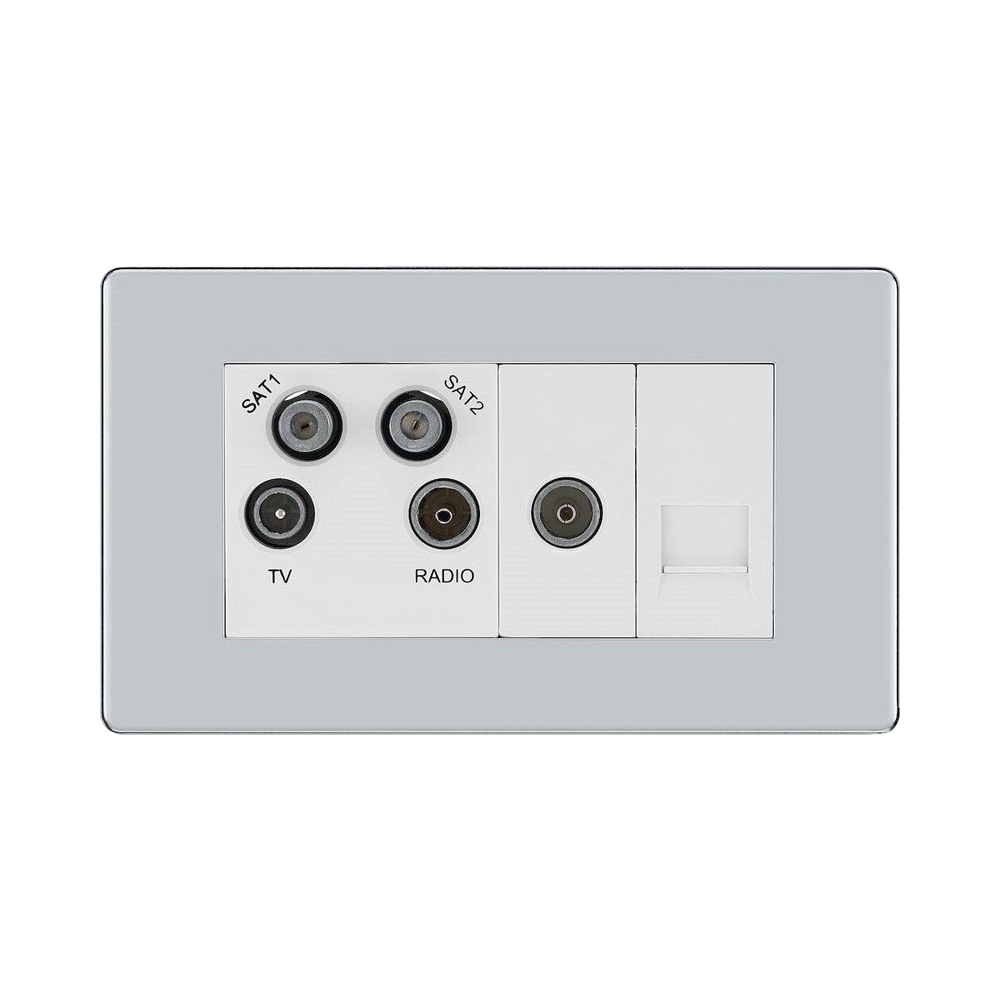 BG Nexus Screwless Polished Chrome Combination TV Socket FPC69W