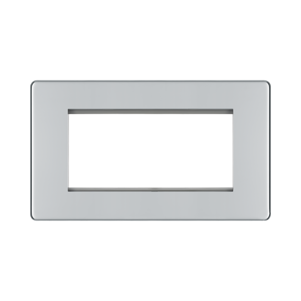 Front view of BG Nexus Screwless Polished Chrome 4G Euro Plate