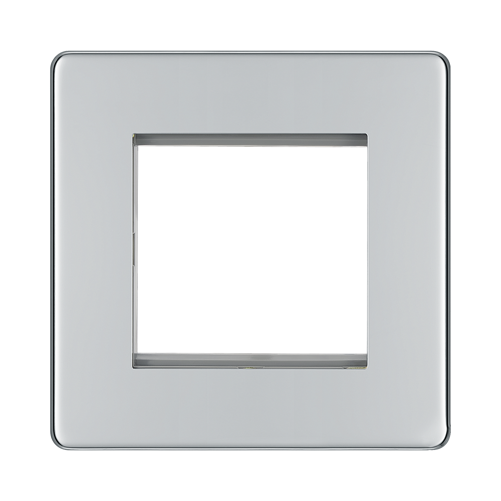 Front view of BG Nexus Screwless Polished Chrome 2G Euro Plate