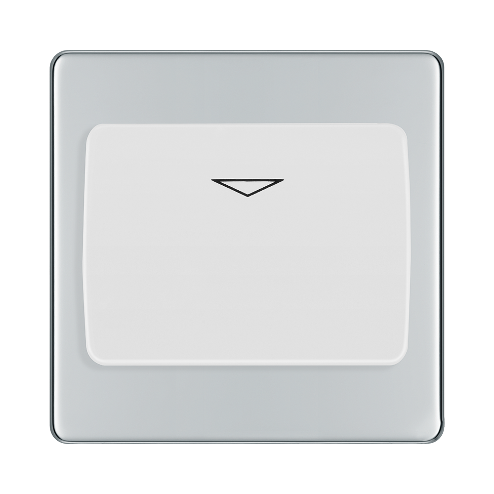 Front view of BG Nexus Screwless Polished Chrome Hotel Key Card Switch