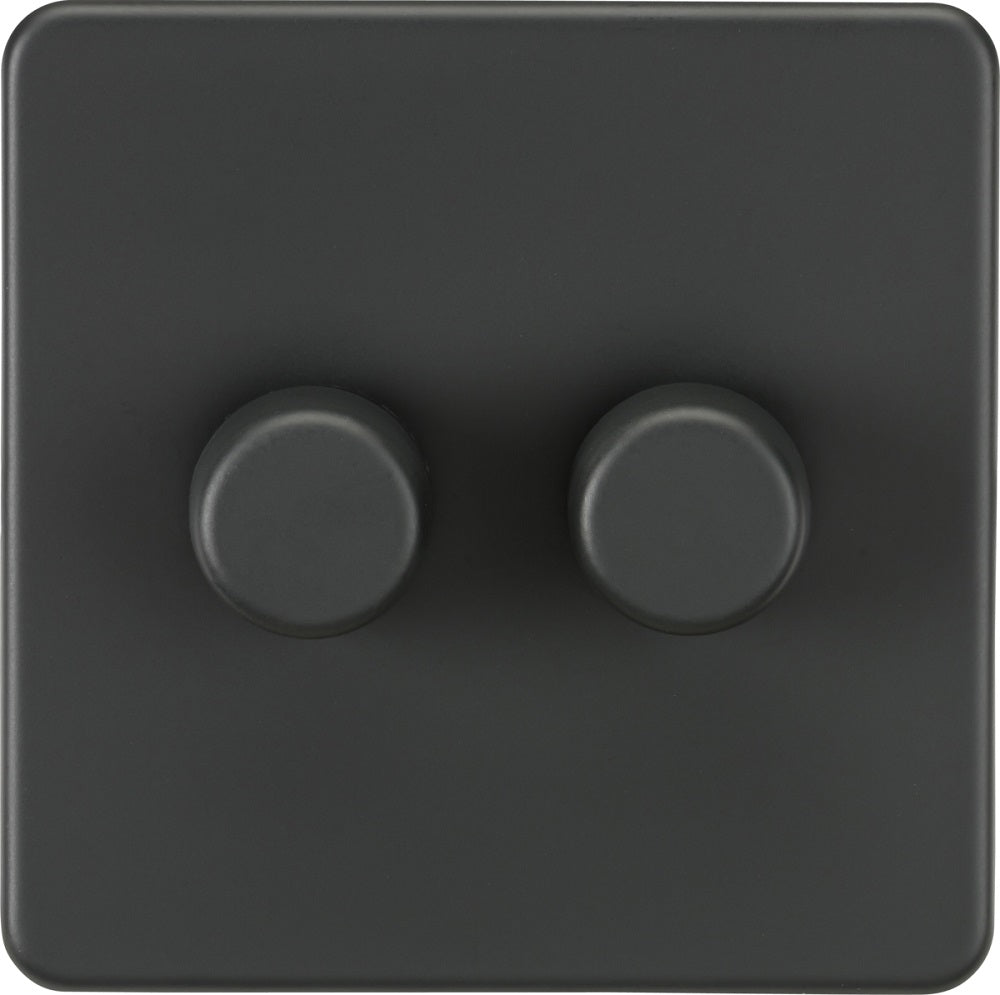Knightsbridge Screwless Anthracite 2G Dimmer Switch SF2192AT - The Switch Depot