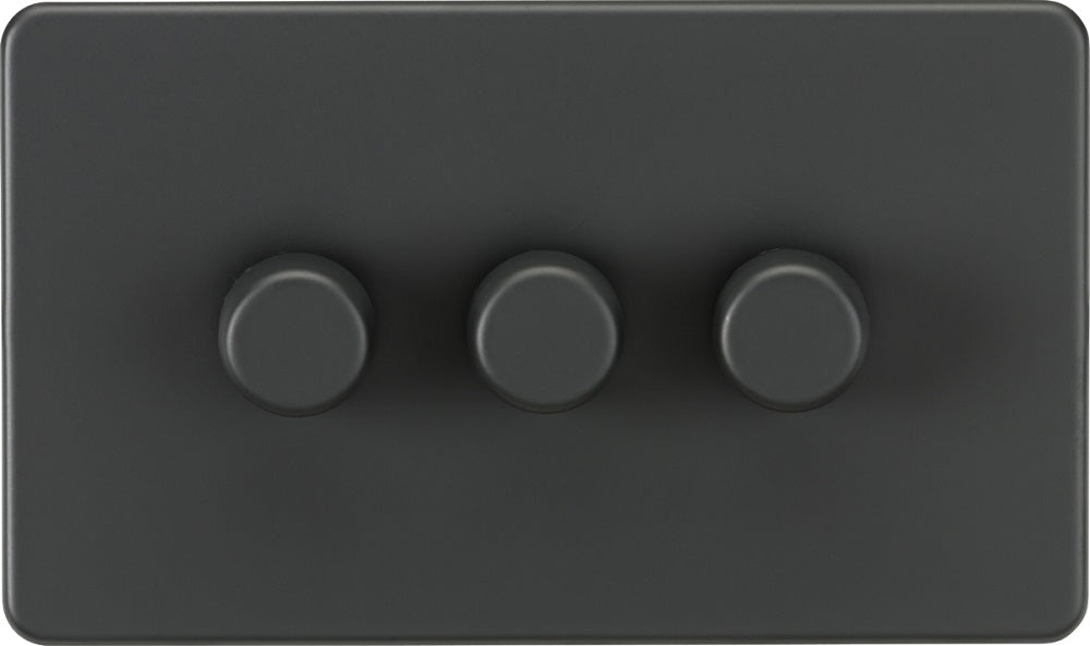 Knightsbridge Screwless Anthracite 3G Dimmer Switch SF2193AT - The Switch Depot