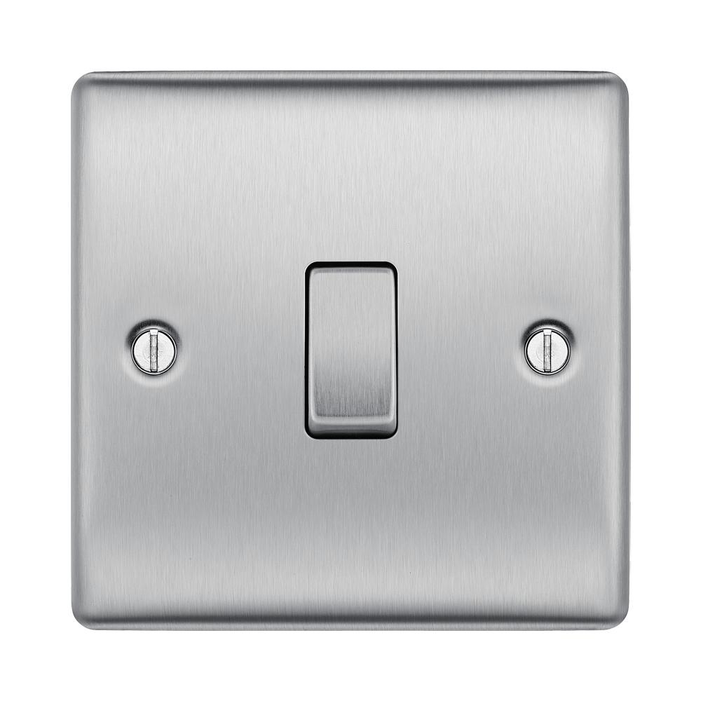 Metallic light switch on a white background