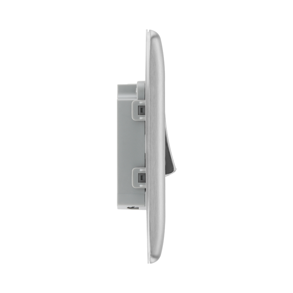 Metallic light switch on a white background profile