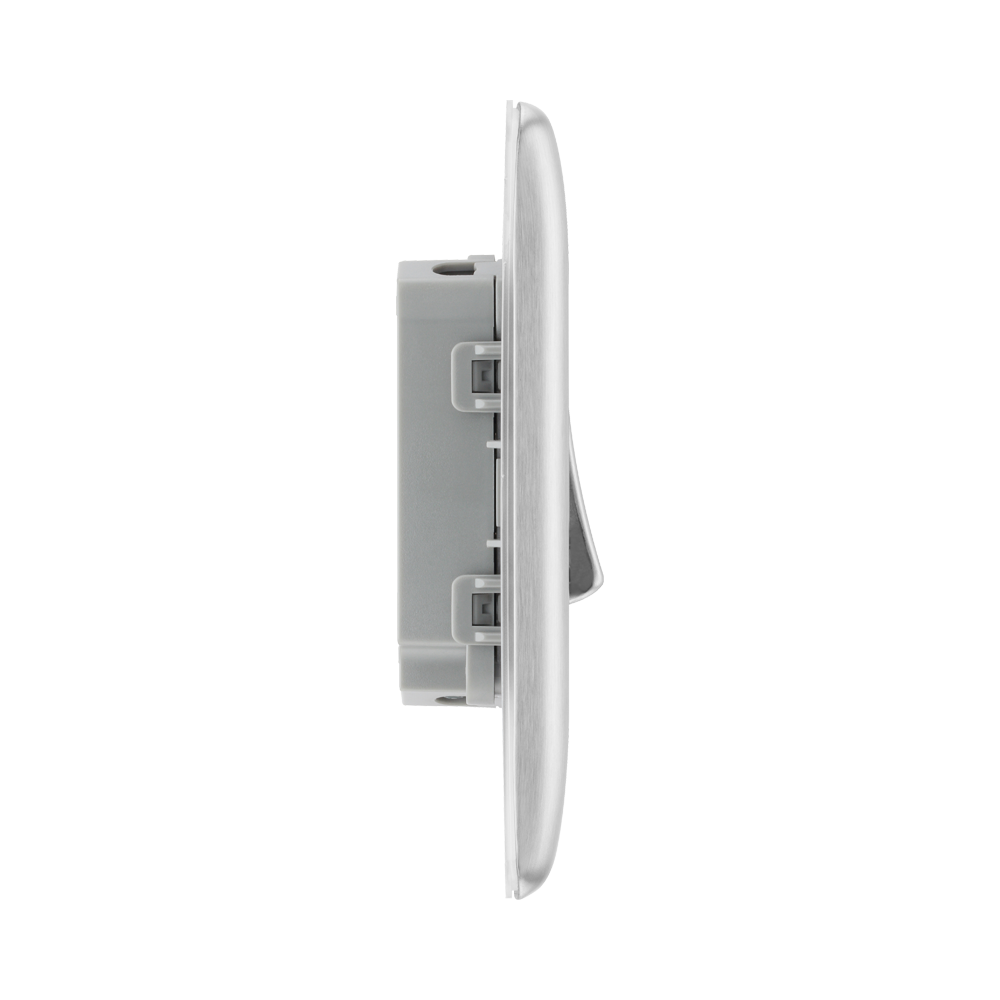 Metallic light switch on a white background profile