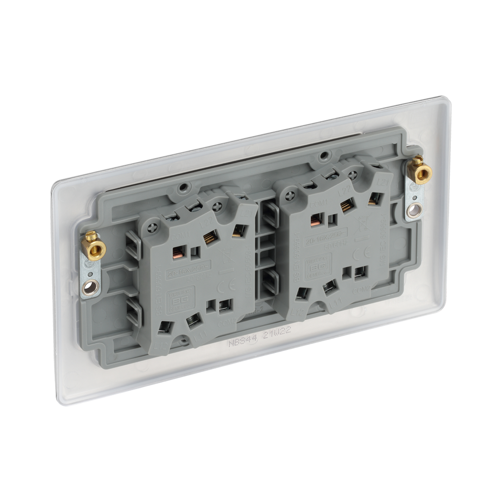 Metallic four-switch panel on a white background back