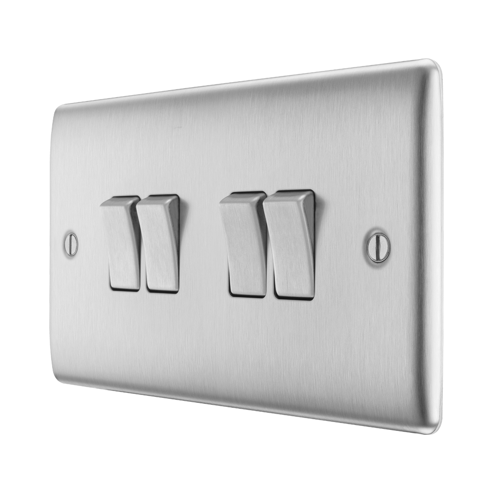 Metallic four-switch panel on a white background side