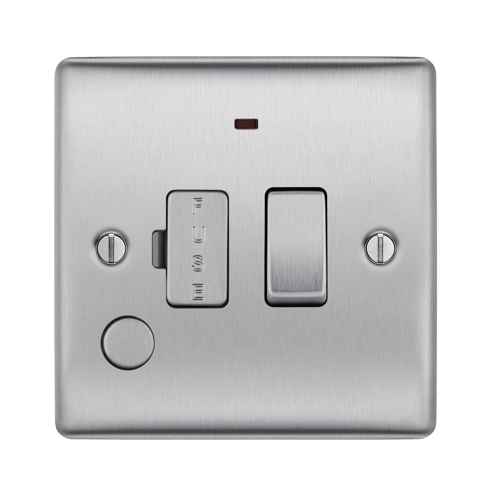 Metallic light switch with two toggle switches on a white background