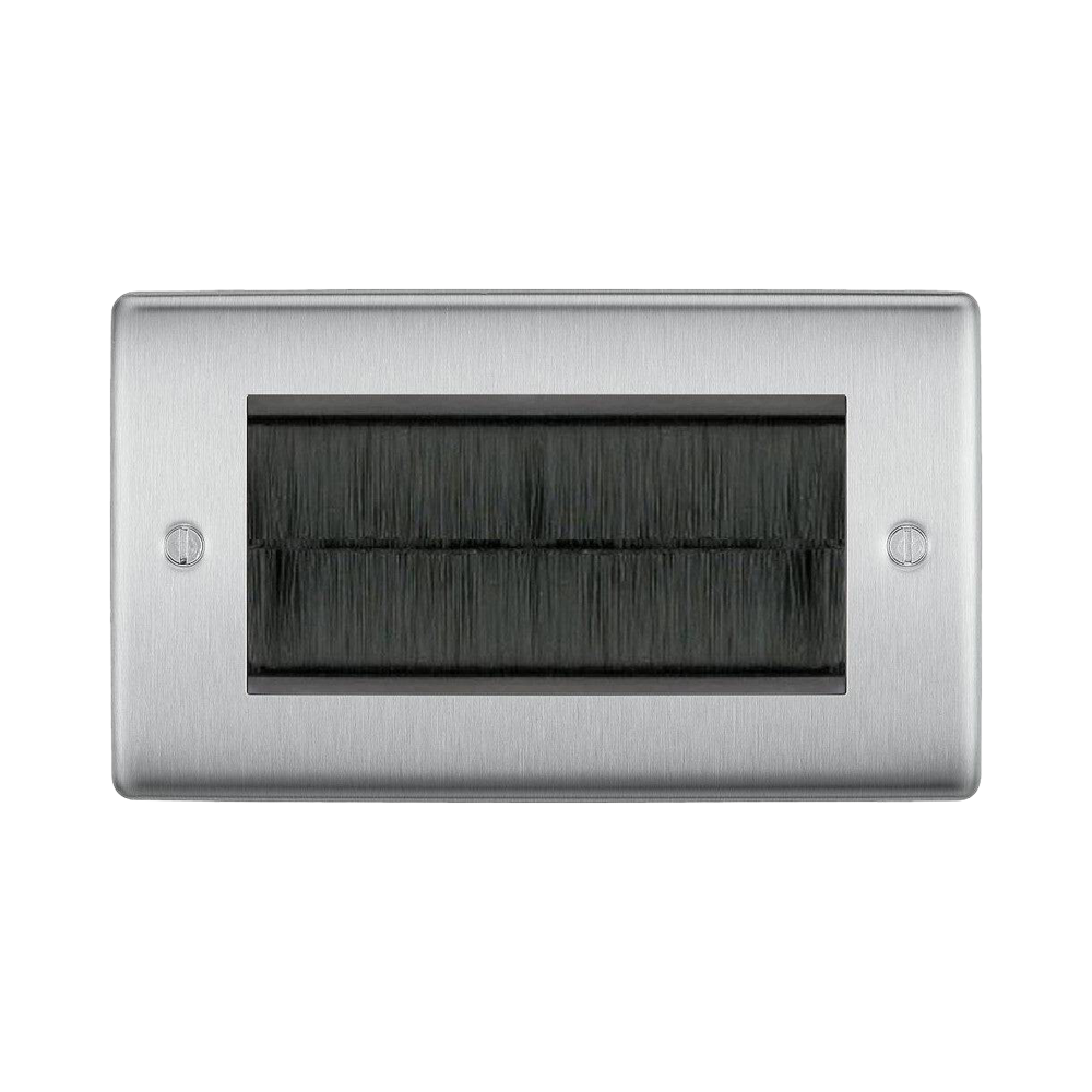 BG Nexus Metal Brushed Steel 4G Cable Brush Outlet NBSEMR4BR Available from RS Electrical Supplies