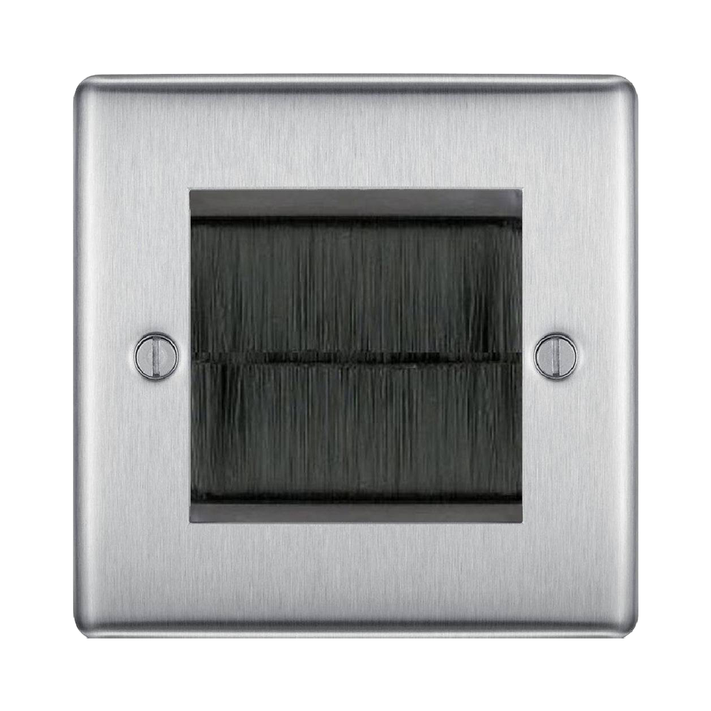 BG Nexus Metal Brushed Steel 2G Cable Brush Outlet NBSEMS2BRB Available from RS Electrical Supplies