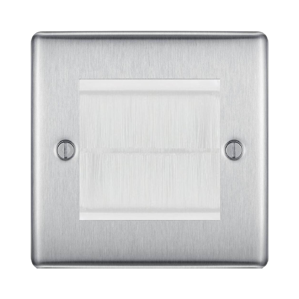 BG Nexus Metal Brushed Steel 2G Cable Brush Outlet NBSEMS2BRW Available from RS Electrical Supplies