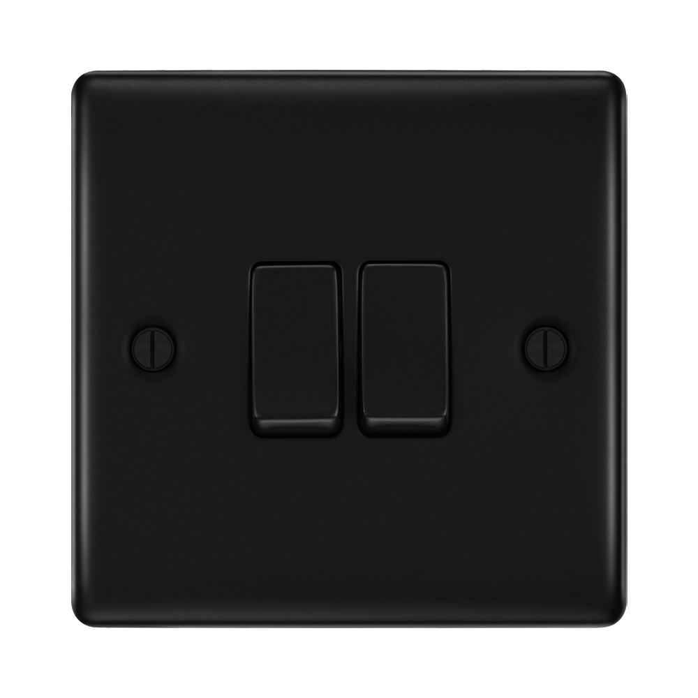 BG Nexus Metal Matt Black 2-gang 2-way Light Switch