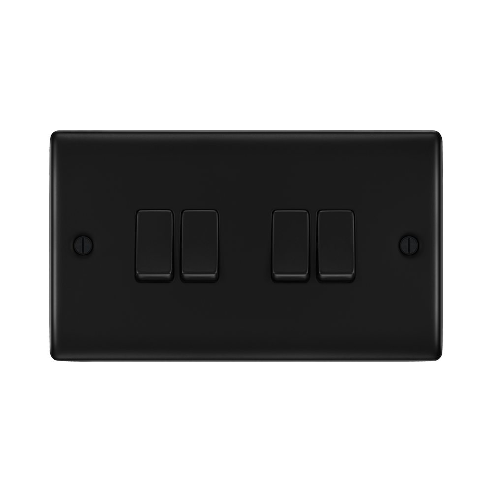 BG Nexus Metal Matt Black 4-gang 2-way Light Switch