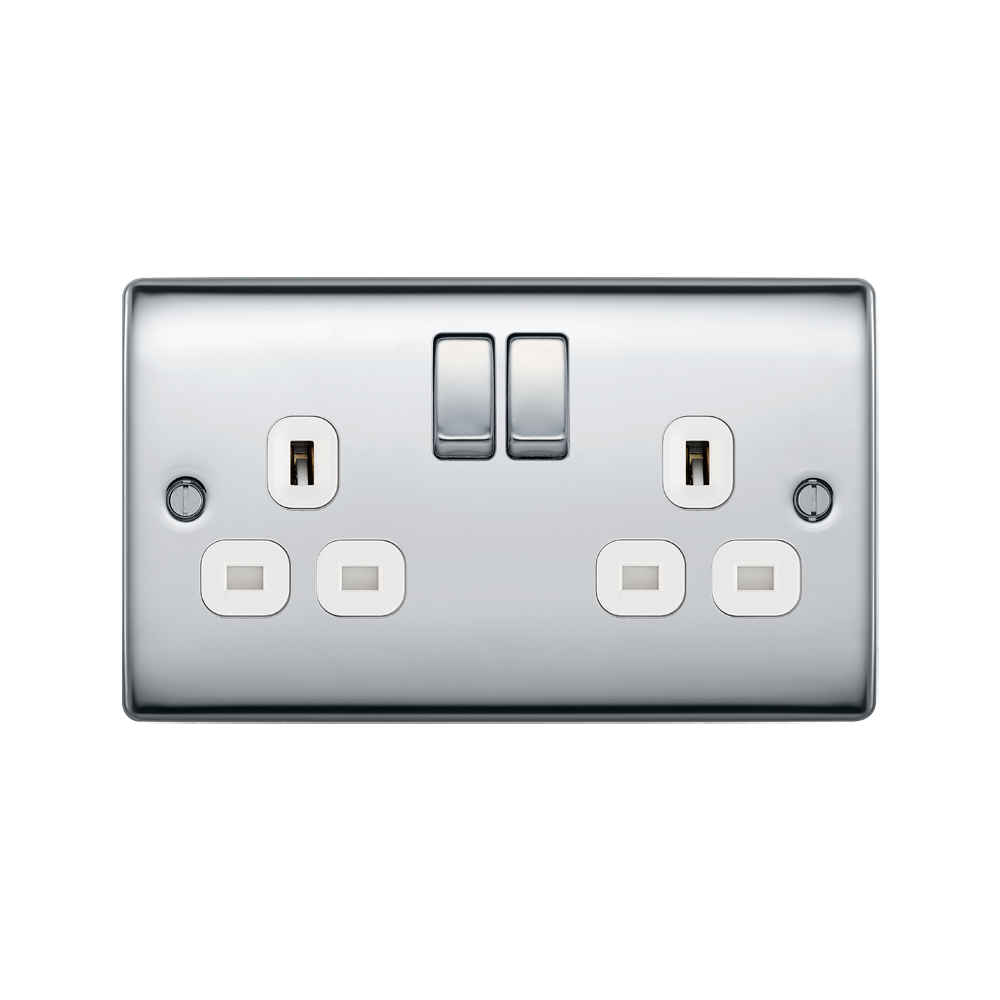 BG Nexus Metal Polished Chrome Double Socket