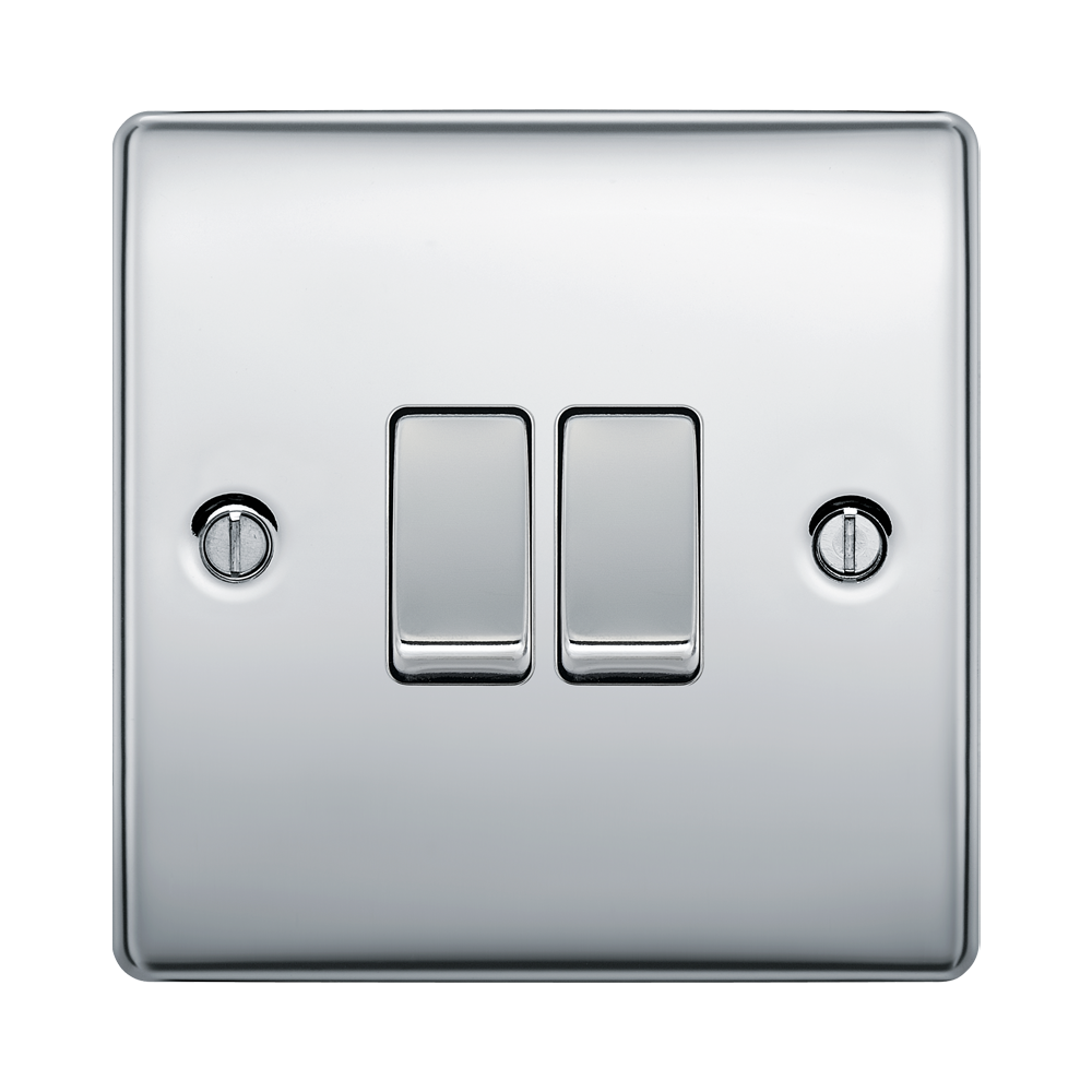 BG Nexus Metal Polished Chrome 2-gang 2-way Light Switch