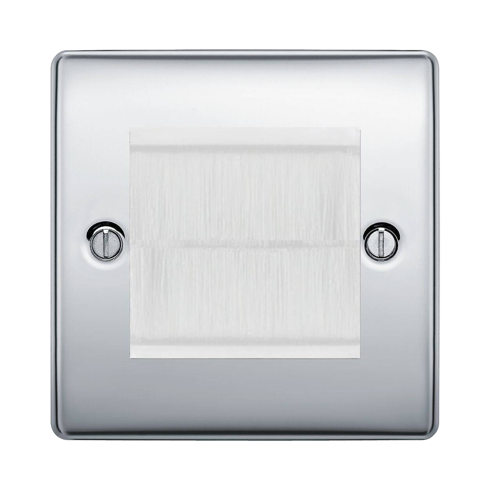 BG Nexus Metal Polished Chrome 2G Cable Brush Outlet NPCEMS2BRW Available from RS Electrical Supplies