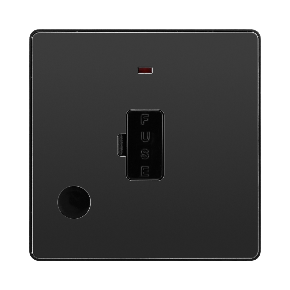 BG Evolve Black Chrome 13A Unswitched Spur with LED and Flex Outlet PCDBC54B