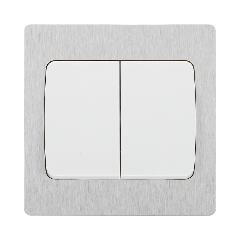 BG Evolve Brushed Steel 2G 2W Wide Rocker Light Switch PCDBS42WW