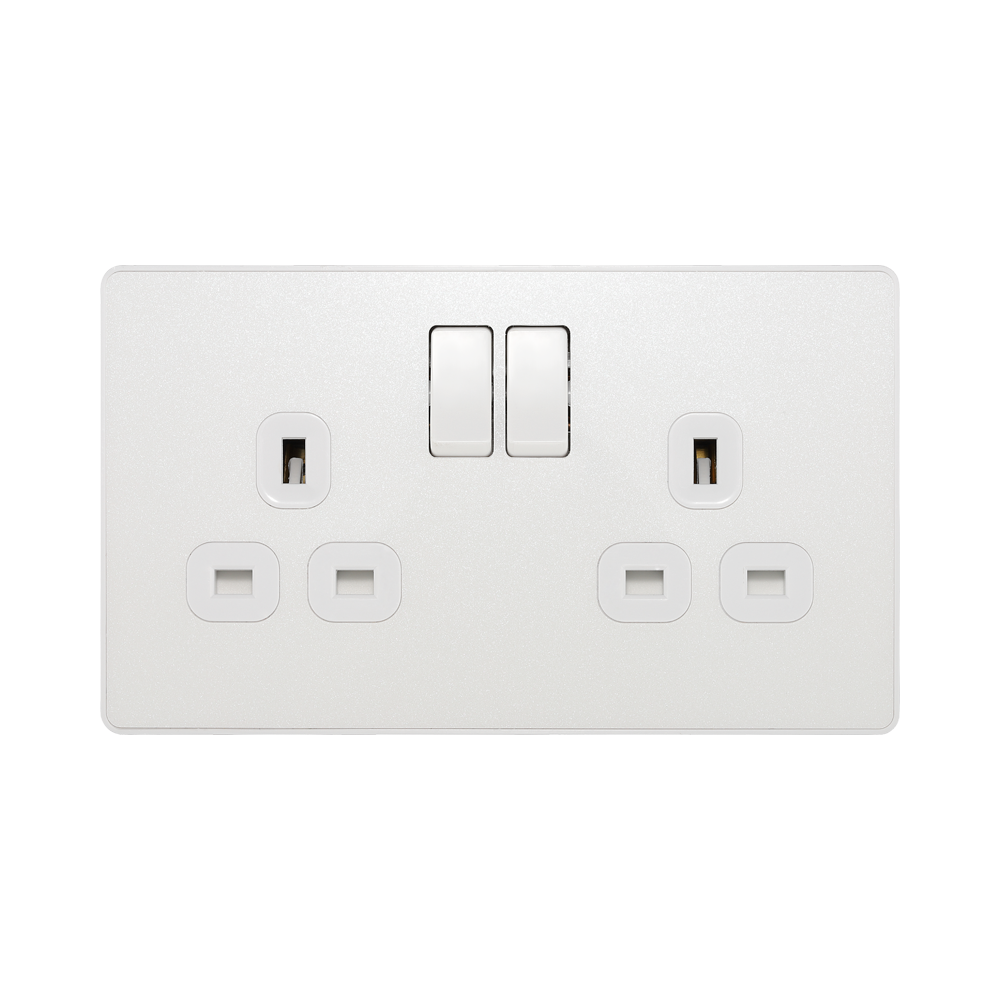 BG Evolve Pearl White 13A Double Socket PCDCL22W
