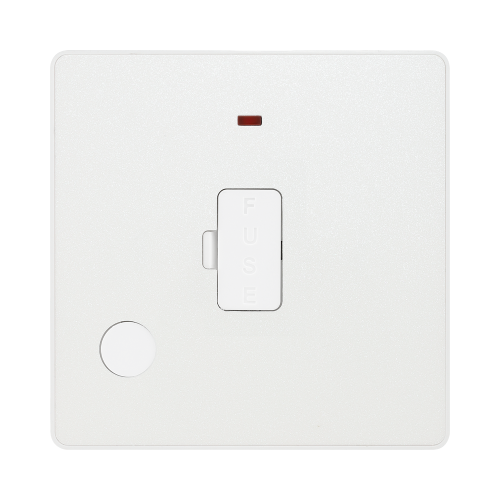 BG Evolve Pearl White 13A Unswitched Spur with LED and Flex Outlet PCDCL54W