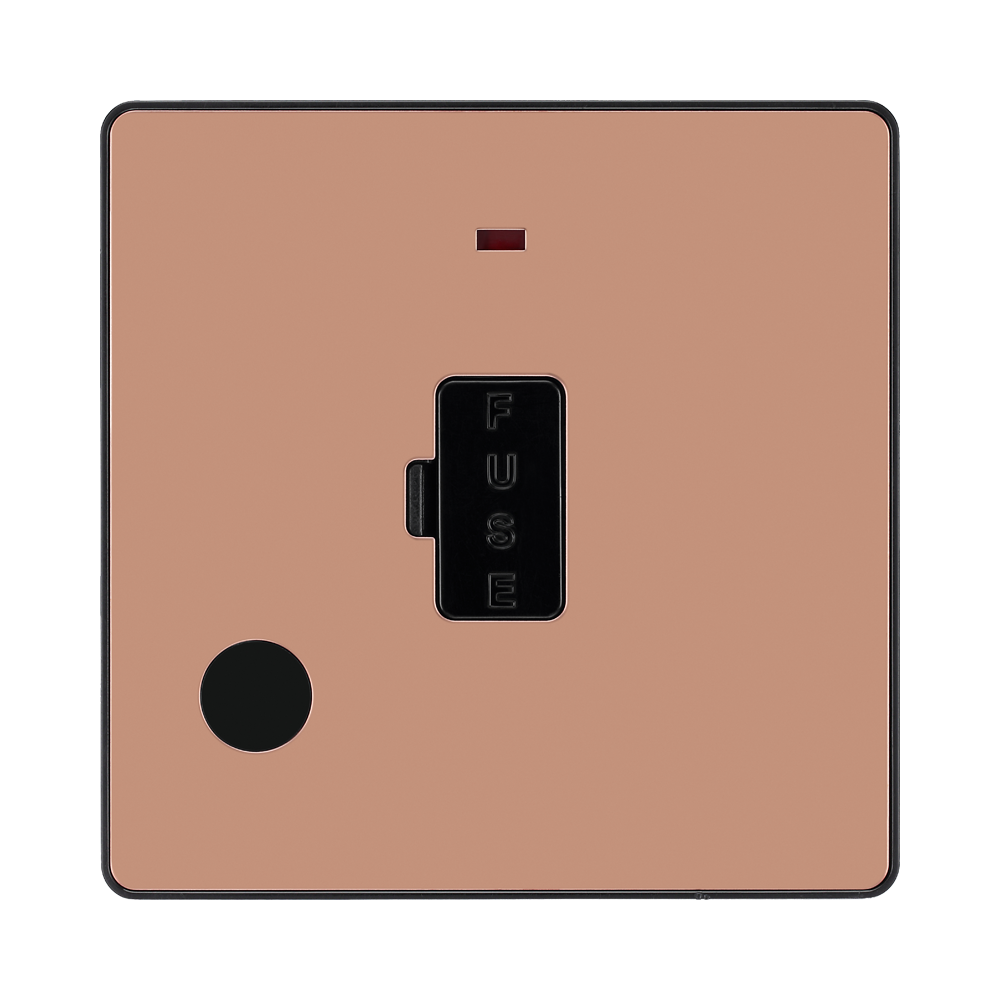 BG Evolve Polished Copper 13A Unswitched Spur with Neon and Flex Outlet PCDCP54B