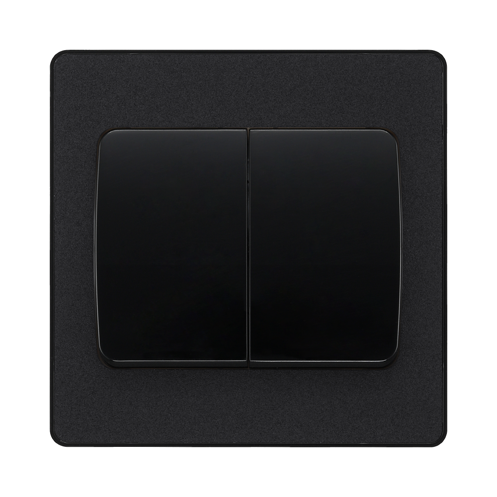 BG Evolve Matt Black 2G 2W Wide Rocker Light Switch PCDMB42WB