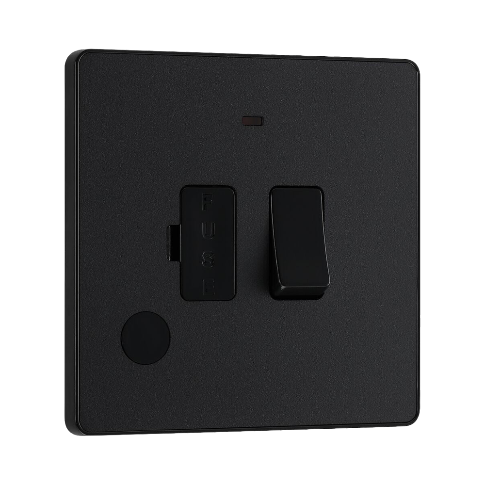 BG Evolve Matt Black 13A Switched Spur with LED and Flex Outlet PCDMB52B - view 2