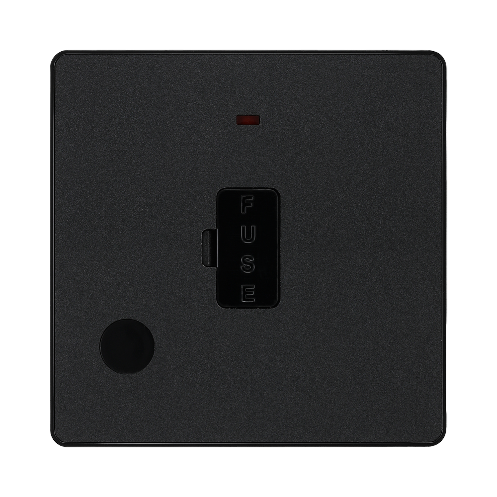 BG Evolve Matt Black 13A Unswitched Spur with LED and Flex Outlet PCDMB54B