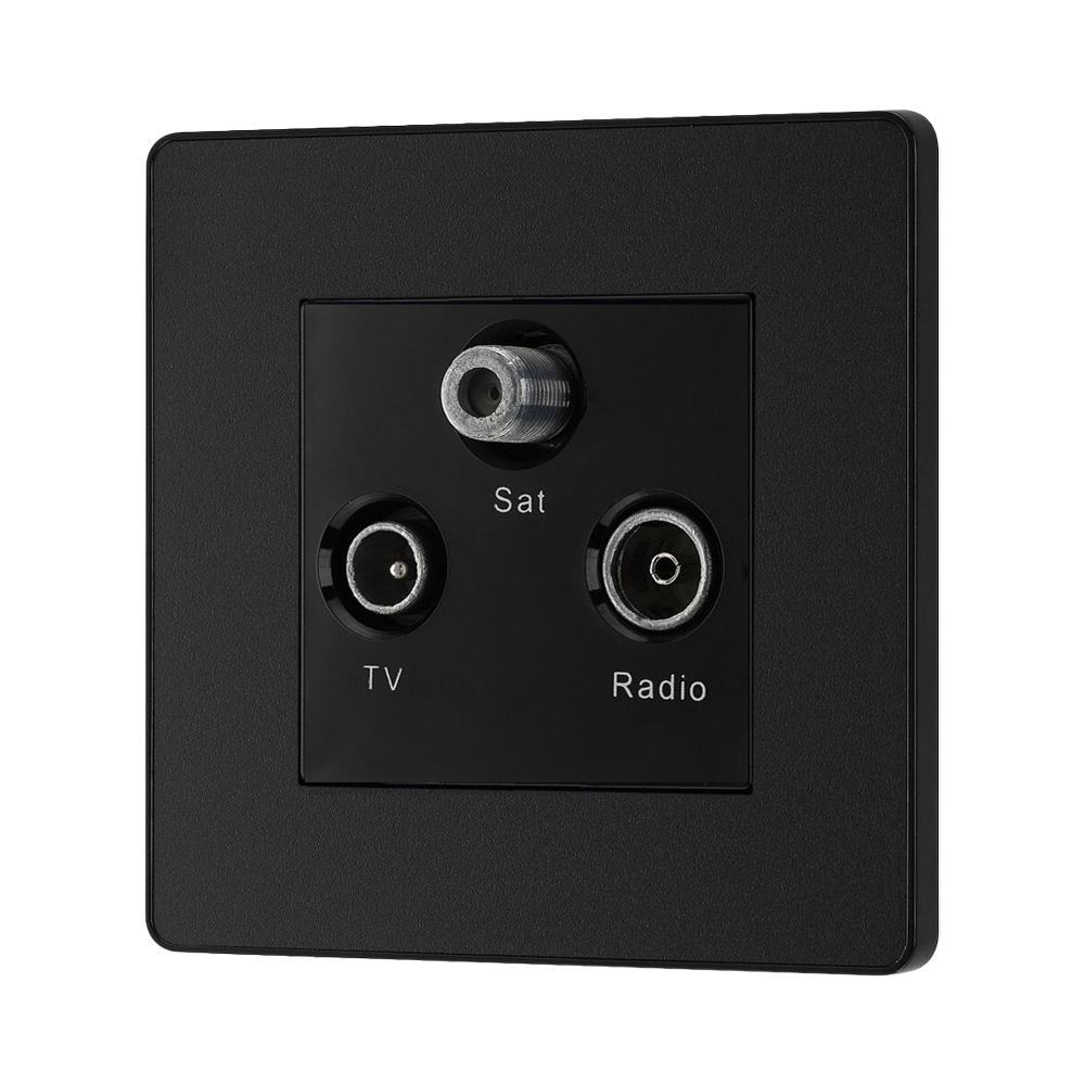 BG Evolve Matt Black TV, FM and satellite Socket