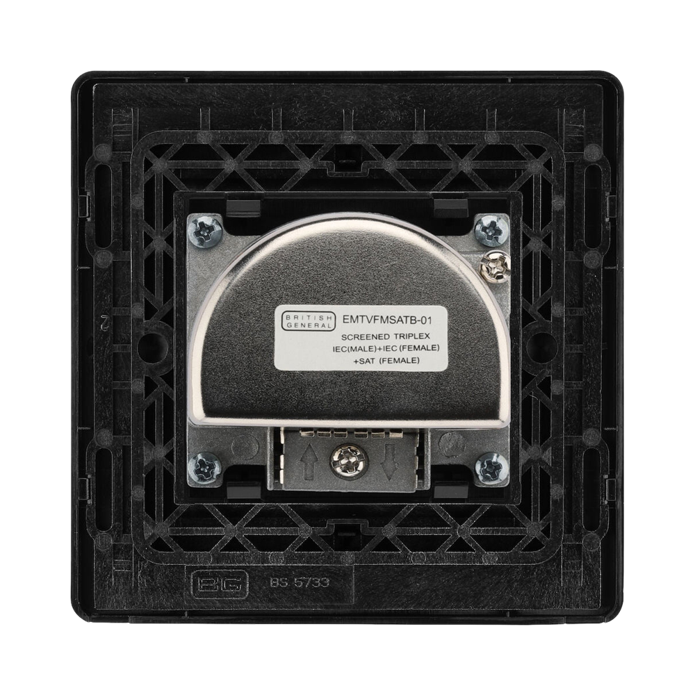 Rear view of BG Evolve Matt Black TV, FM and satellite Socket