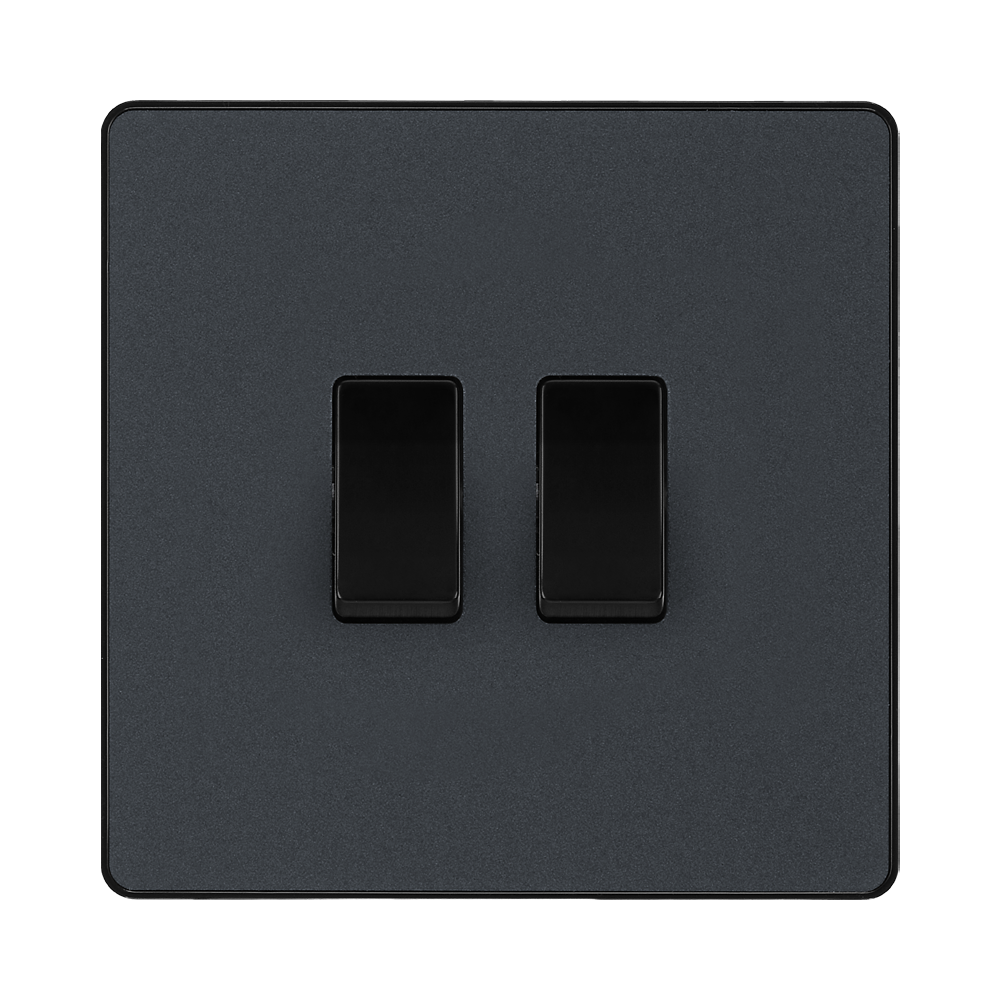 BG Evolve Matt Grey 2G 2W Light Switch PCDMG42B
